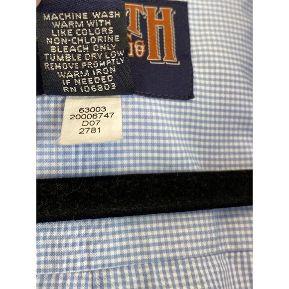 Duluth Trading Button Down Shirt Men Size L White & Blue Checkered Plaid Gingham - Picture 7 of 7